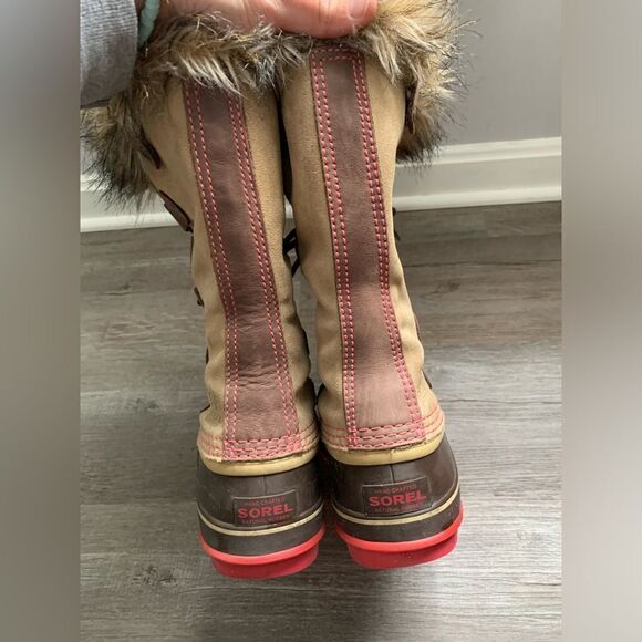 Sorel Joan Of Arctic Boots Eskimo Waterproof Boots Tall Thick Warm Brown Pink 8 - Picture 4 of 14